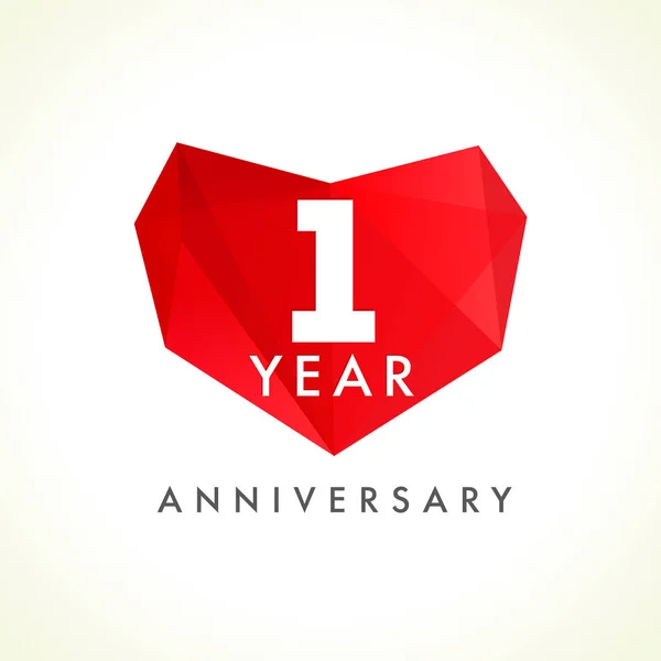 Yıl Yıldönümü Kalp Logosu Yıl Kutlama Model Kalp Şeklinde Arması — Stok Vektör