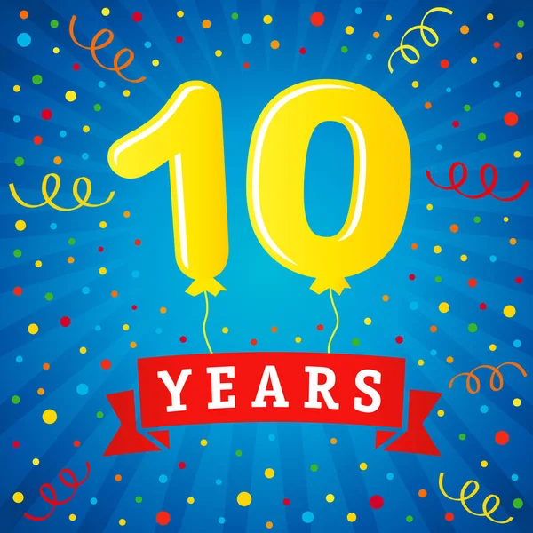 Anos Celebração Aniversário Com Balões Coloridos Confetes Design Ilustração Vetorial — Vetor de Stock