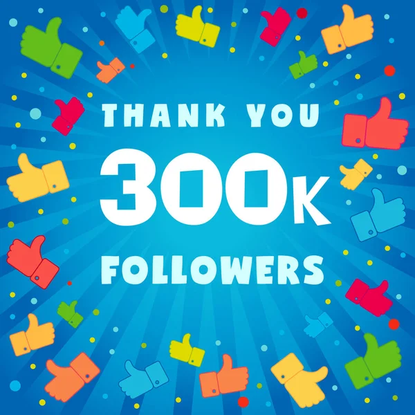 Thank You 300000 Followers Card Congratulations 300K Followers Thanks Banner — Stock Vector
