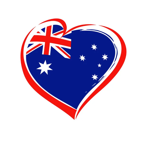 オーストラリア 心臓エンブレムが大好きです 白い背景で隔離のオーストラリア日のハート型にオーストラリアの旗 ベクトル図 — ストックベクタ