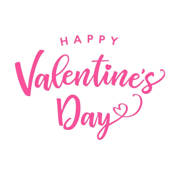 Happy Valentines Day Roze Kleur Belettering Kaart Groet Kaartsjabloon Met — Stockvector