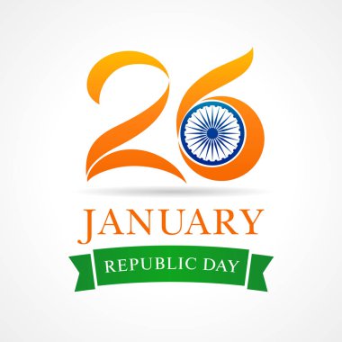 Resimde mutlu Hint Cumhuriyeti günü 26 Ocak kutlama, Hindistan'ın Anayasa kuruldu üzerinde tarih. Vektör posteri veya başlığı arka plan Hint Cumhuriyet Bayramı 26 Ocak için Web sitesi başlık