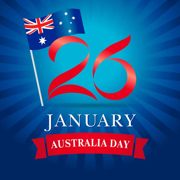 Janeiro Feliz Austrália Dia Saudação Cartão Azul Ilustração Vetorial Para —  Vetores de Stock