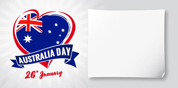 Austrália Dia Janeiro Bandeira Bandeira Coração Ilustração Vetorial Para Janeiro —  Vetores de Stock