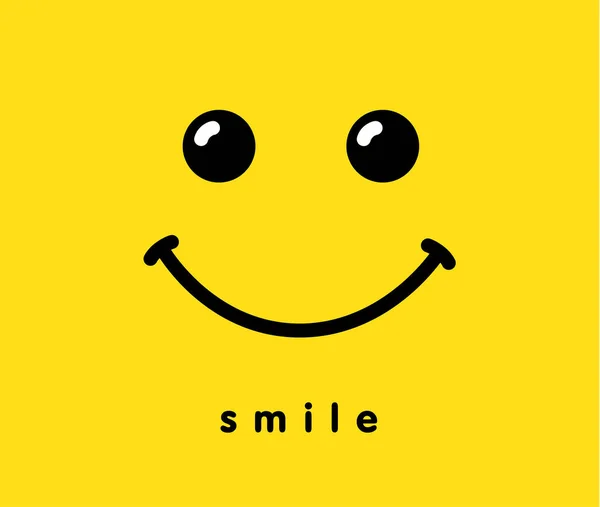 Design Modello Logo Icona Sorriso Vettore Sorridente Sfondo Giallo Linea — Vettoriale Stock