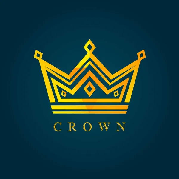 King Crown Facet Logo Vector Luxury Facet Golden Crown Icon — Stock Vector