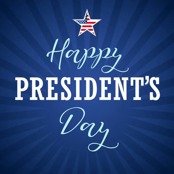 Feliz Día Los Presidentes Usa Estrella Rayas Azules Composición Caligráfica — Vector de stock