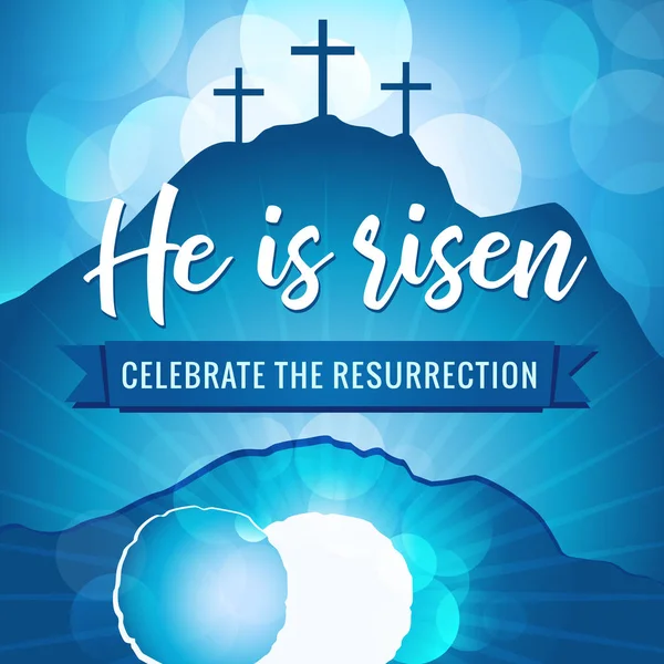 Risen Holy Week Easter Banner Easter Christian Motive Vector Invitation — Stock Vector