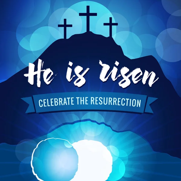 Witam Jest Zmartwychwstały Wielki Tydzień Wielkanocny Granatowy Transparent Wielkanoc Chrześcijańskiej — Wektor stockowy