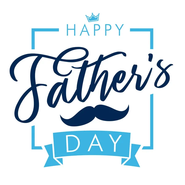 Glückliche Grußkarte Zum Vatertag Glückliche Väter Tag Vektor Kalligraphie Blauen — Stockvektor