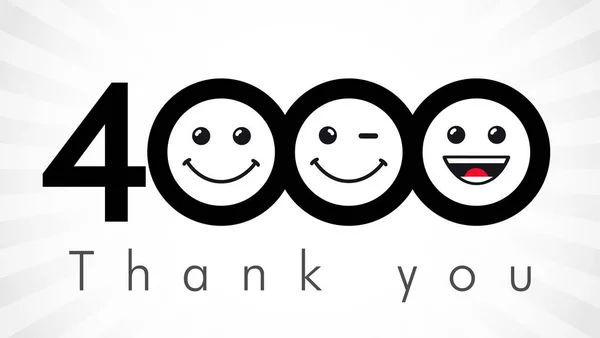 Спасибо 4000 Подписчиков Поздравляем Черно Белое Спасибо Изображение Чистых Друзей — стоковый вектор