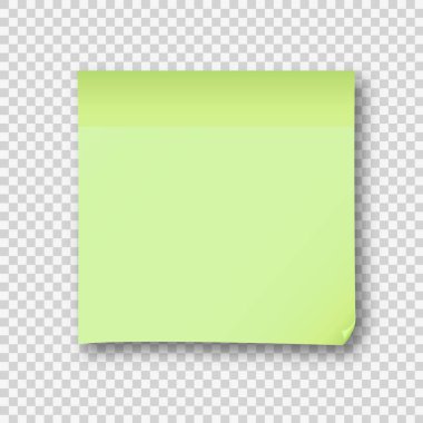 Yeşil yazı Not kağıt levha etiket. Postane faturası vektör ya da şeffaf bir arka plan üzerinde izole gölge ile notepaper yapışkan hatırla