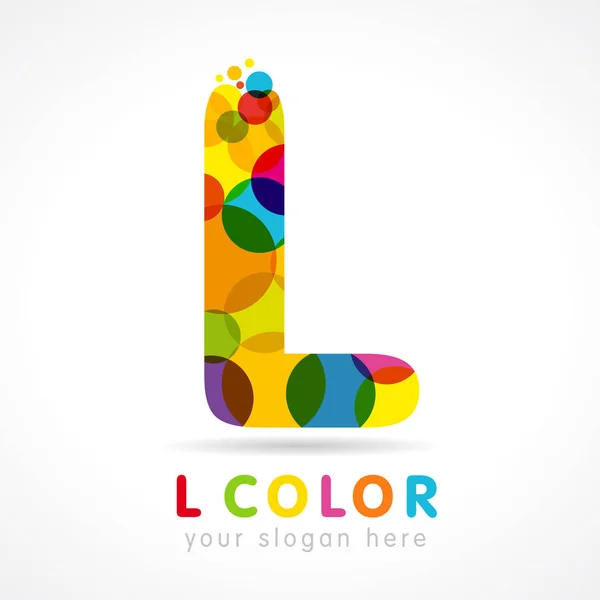 Harfi Logo Logo Izole Renkli Amblem Vitray Colores Grafik Şablonu — Stok Vektör