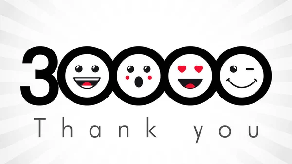 Thank You 30000 Followers Numbers Congratulating Black White Networking Thanks — Stock Vector