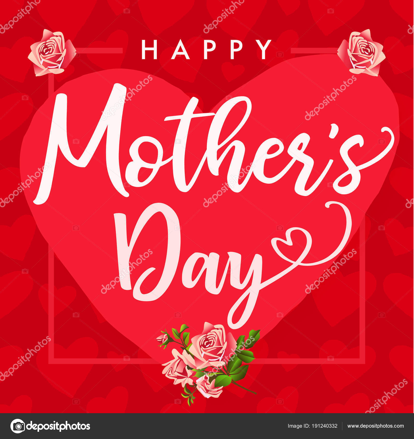 Download Happy Mother Day Roses Flower Hearts Red Banner Elegant ...