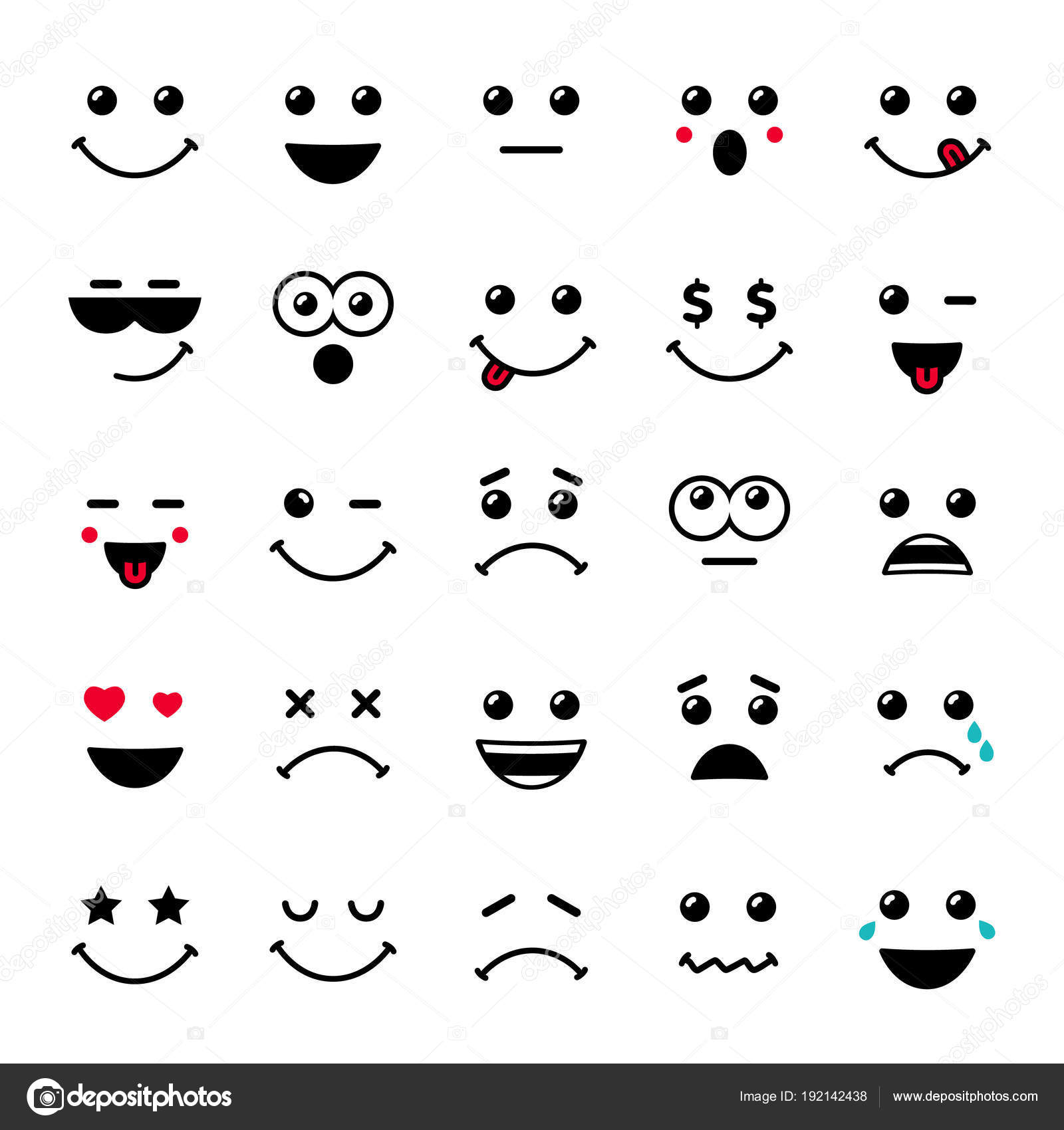 Set Emoticons Emoji Illustration Line Icons Smile Icons Line Art Stock Vector Image By C Koltukov Alek