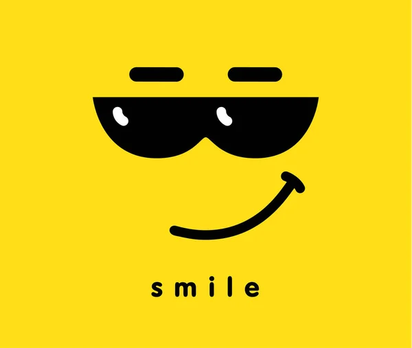 Smile Sunglasses Icon Emoji Template Design Emoticon Smiling Face Wearing — Stock Vector