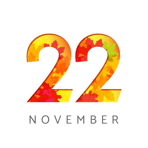 November Kalendernummer Gammal Höstlogotyp Jubileumssiffror Med Blad Isolerad Abstrakt Grafisk — Stock vektor