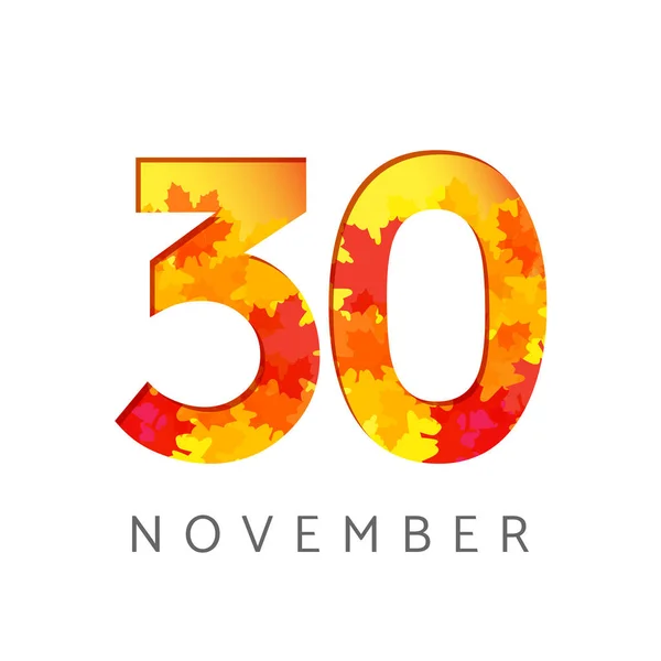 Números Calendário Novembro Logotipo Outono Anos Aniversário Dígitos Com Folhas —  Vetores de Stock