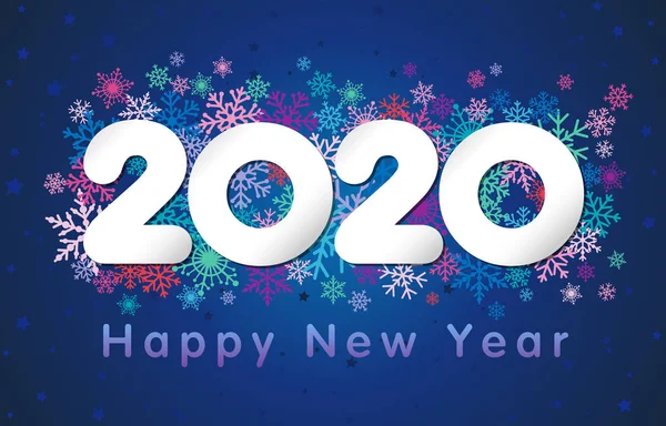 2020 Happy New Year Greeting Card Xmas Snowy Background Paper — Stock Vector