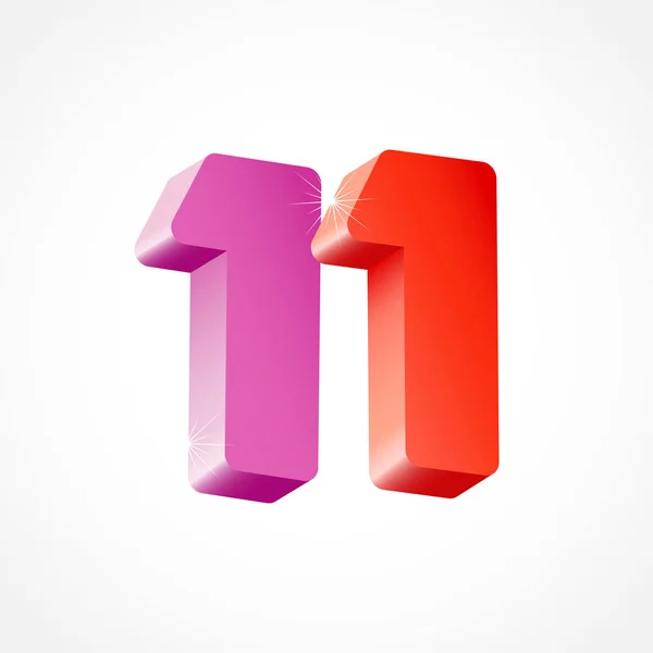Numeri Dell Undicesimo Anniversario Logotipo Colorato Anni Congratulazioni Eta Idea — Vettoriale Stock