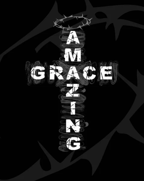 Amazing Grace Текст Крестообразной Форме Христианская Цитата Дизайна Футболок Типография — стоковый вектор