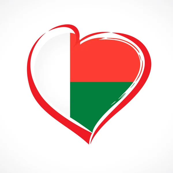 Αγάπη Μαδαγασκάρη Έμβλημα Της Σημαίας Της Καρδιάς Εθνικά Χρώματα Σημαία — Διανυσματικό Αρχείο