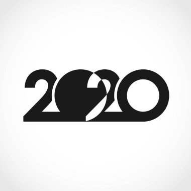 2020 logosu. Mutlu Noeller ve Mutlu Yıllar sezonluk takvim numaraları konsepti, minimalizm stili senaryo. Soyut izole edilmiş grafik tasarım şablonu. Yaratıcı fikir, siyah sayı, beyaz arkaplan