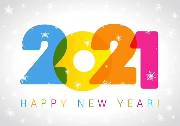 2021 Een Gelukkige Nieuwjaarskaart Kerst Witte Achtergrond Vakantie Confetti Nummers — Stockvector