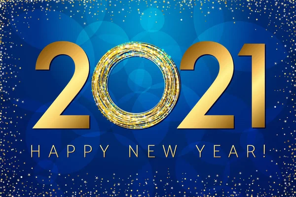 2021 Šťastný Nový Rok Přání Modré Pozadí Sezónní Čísla Text — Stockový vektor