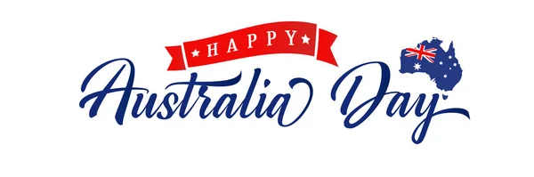 Feliz Dia Austrália Cartaz Tipografia Elegante Mapa Austrália Com Bandeira —  Vetores de Stock