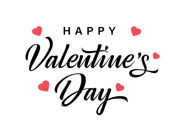 Lettering Happy Valentines Day Banner Black Valentines Day Greeting Card — 스톡 벡터