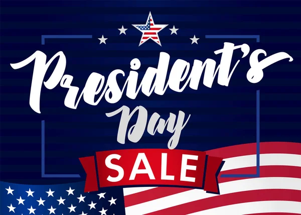 Lettering Presidents Day Sale Banner Blue Stars Flag Usa Happy — Stock Vector