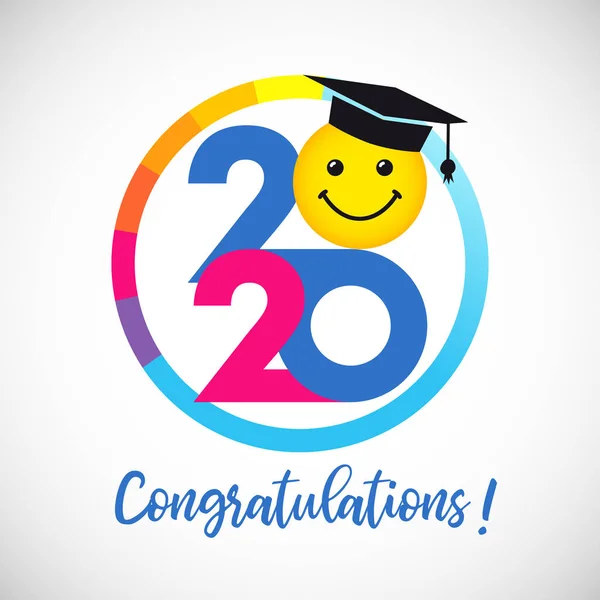 2020 Mezuniyet Logosu Ödül Konsepti Yuvarlak Çizelge Mutlu Bayram Davetiyeleri — Stok Vektör