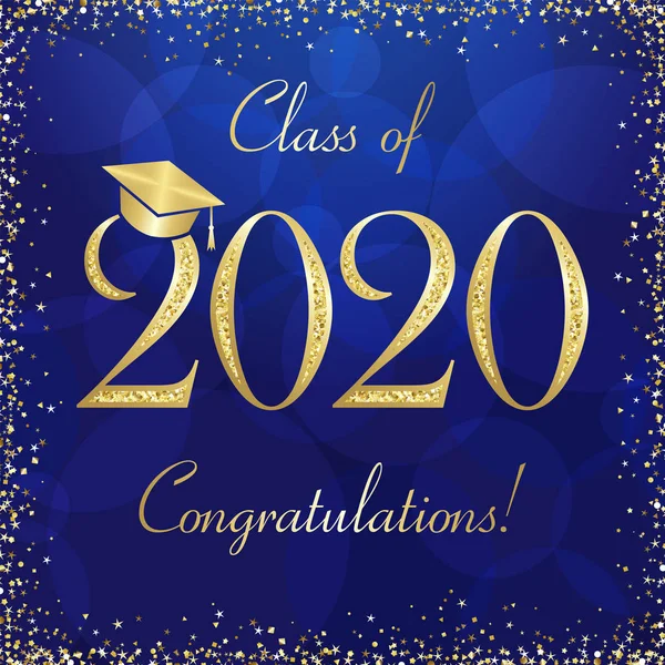 Class 2020 Year Graduation Banner Awards Concept Shining Sign Happy — Stock Vector