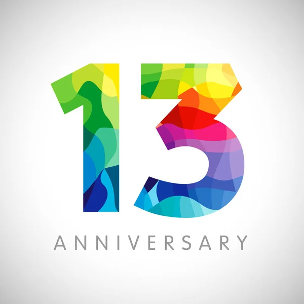Numéros 13E Anniversaire Logotype Ans Félicitations Lumineuses Modèle Conception Graphique — Image vectorielle