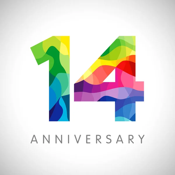 Les Numéros 14E Anniversaire Logotype Ans Félicitations Lumineuses Modèle Conception — Image vectorielle