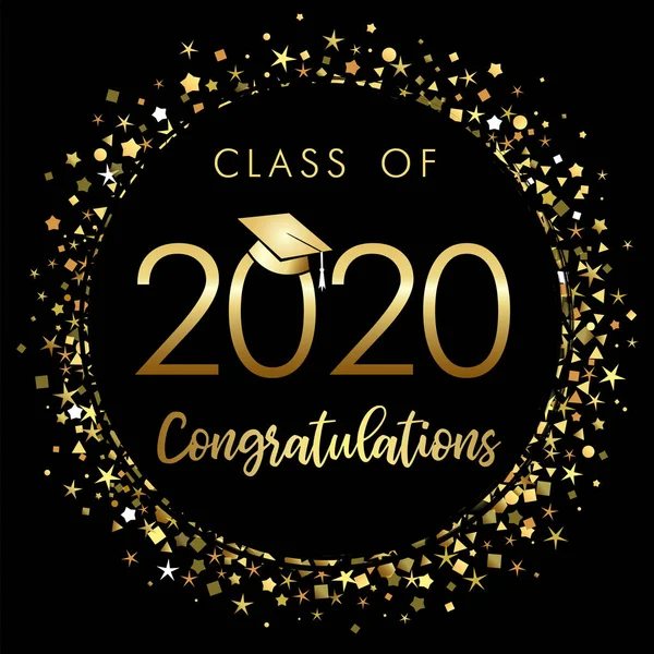 Class 2020 Year Graduation Banner Awards Concept Shining Sign Happy — Stock Vector