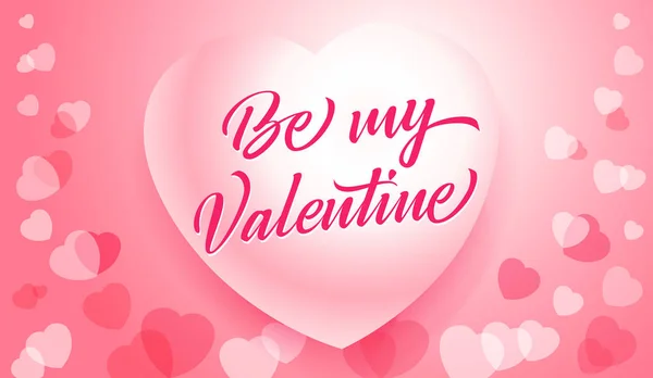 Будь Моей Поздравительной Открыткой Валентины Летящими Акварельными Розовыми Сердцами Векторные — стоковый вектор