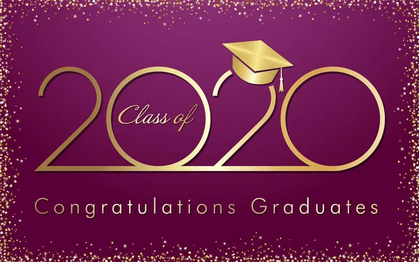 Clase 2020 Año Banner Graduación Concepto Premios Signo Brillante Feliz — Vector de stock