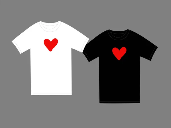 Czerwone Serce Shirt Słodkie Małe Logo Projekt Miłości Izolowane Białej — Wektor stockowy