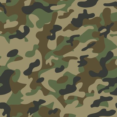 Askeri kamuflaj deseni kusursuz yeşil. Vektör ordusu kamuflajı ya da avlanma arka planı, tekstil için modaya uygun bir element