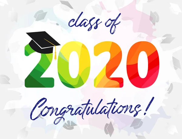 Class 2020 Year Graduation Banner Awards Concept Shining Sign Happy — Stok Vektör