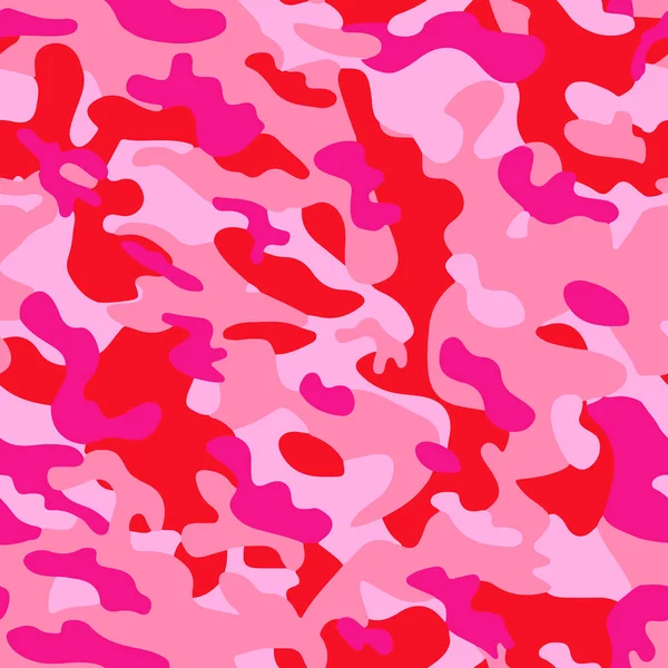 Patrón Sin Costuras Textura Camuflaje Color Rosa Ejército Camuflaje Impresión — Vector de stock
