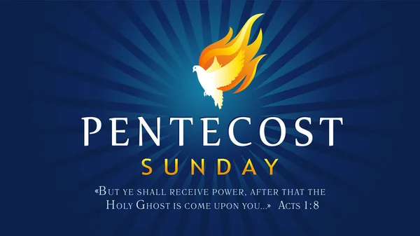 Stendardo Della Domenica Pentecoste Con Spirito Santo Fiamme Invito Modello — Vettoriale Stock