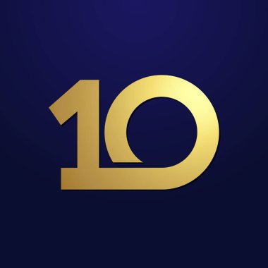 10. yıl dönümü numaraları. 10 yıllık bir logoti. Parlayan altın tebrikler. Soyut grafik tasarım şablonu. Yaratıcı tebrik, üç boyutlu rakamlar. % 10 'a kadar,% 10 indirim konsepti..