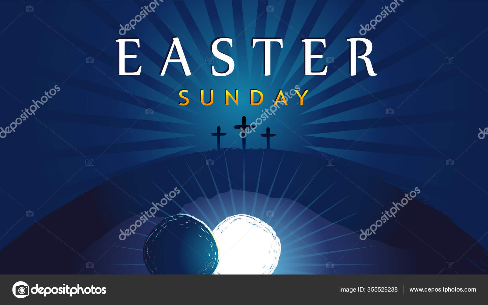 Easter Sunday Risen Tomb Three Crosses Easter Invitation Service Holy