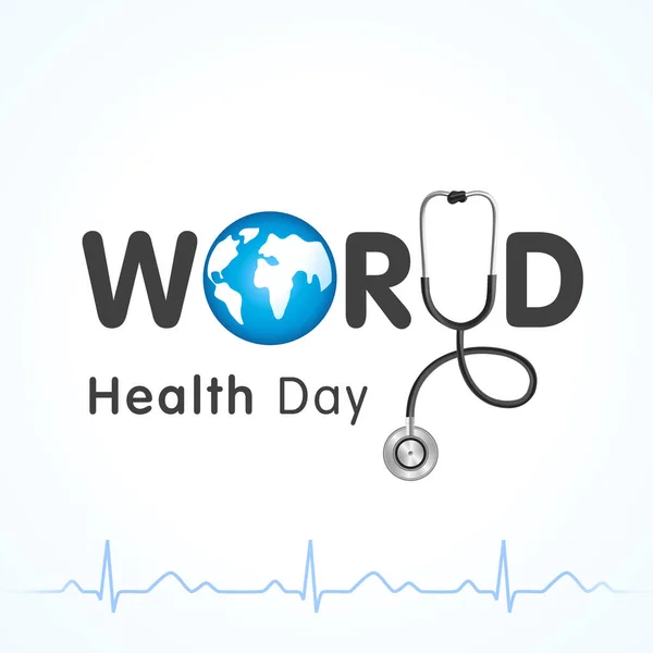 Letras Del Día Mundial Salud Banner Diseño Latidos Cardíacos Globe — Vector de stock