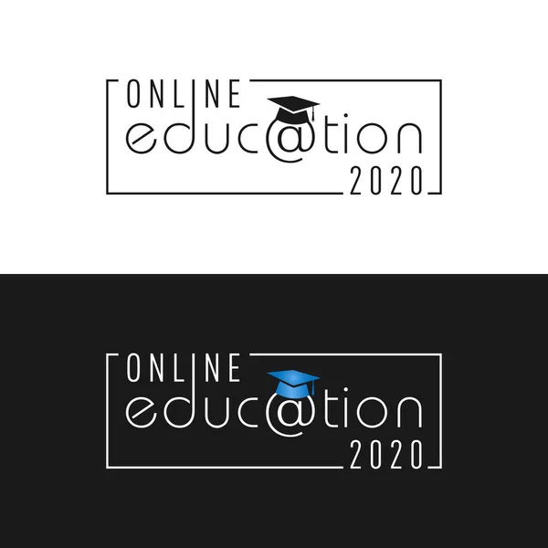 Bannière Éducation 2020 Ligne Symbole Électronique Internet Distance École Collège — Image vectorielle