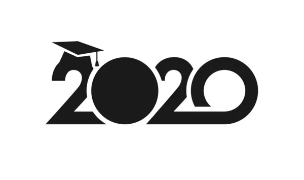 Clase 2020 Año Signo Graduación Concepto Premios Banner Estilo Monocromo — Vector de stock